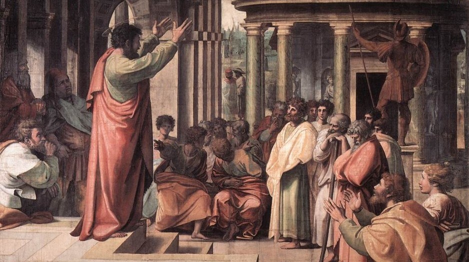 Paul preaching in the synagogue