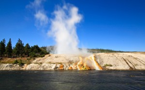 The scenery at Midway Geyser Basin in Yellowstone National Park